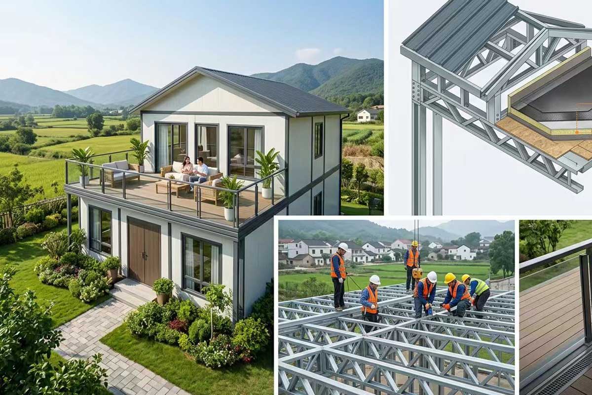 帶露臺的輕鋼別墅：2026回鄉建房新標桿，盡享高端田園生活(圖1)